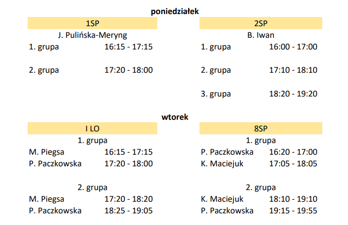 Plan lekcji od 04.06.2020